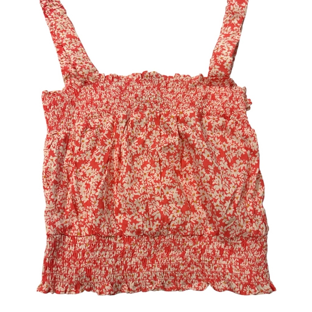1. State pink and White Smocked Ruffled Tank Top